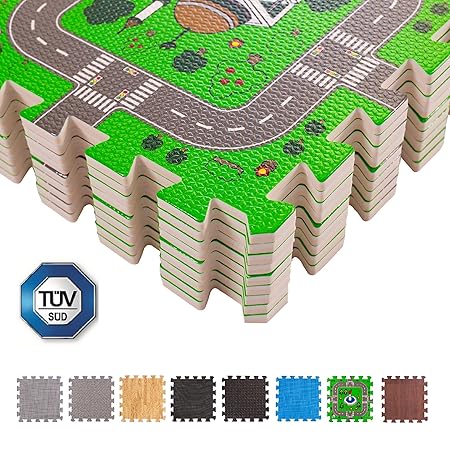 BodenMax® CRS-FL3010MAP-18 Kindermatte Teppichmatte Puzzlematte Matte Kinderspielteppich Spielmatte 30 x 30 x 1 cm (Karte, 18