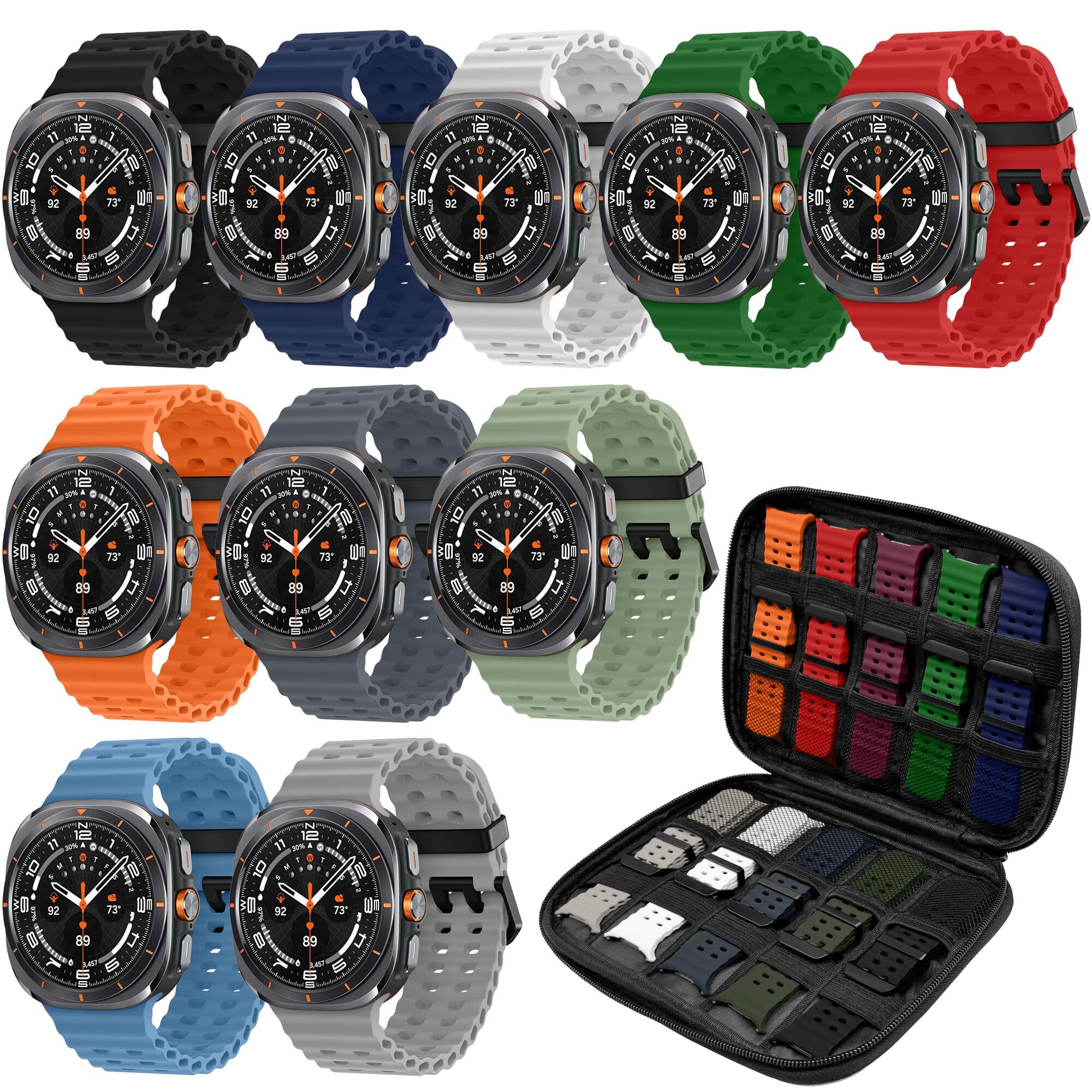Photo 1 of 10 Pack Watch Band and Organizer Compatible for Samsung Galaxy Watch Ultra 47mm, Adjustable Elastic Breathable Replacement Strap for Samsung Galaxy Watch Ultra Women Men