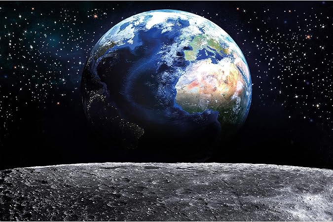 Amazon Com Great Art Photo Wallpaper View Of Earth From Moon Picture Decoration Galaxy Universe Outer Moon Landing Outlook Space Cosmos Globe Image Decor Wall Mural 7x55 1in 210x140cm Toys