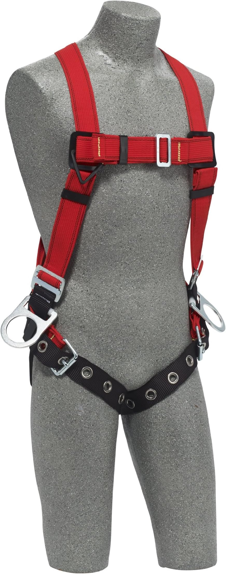 3M Protecta PRO 1191372 Fall Protection Full Body Welders Harness, With 3 D-Ring's, Tongue Buckle Legs, 420 Pound Capacity, Small, Red/Black