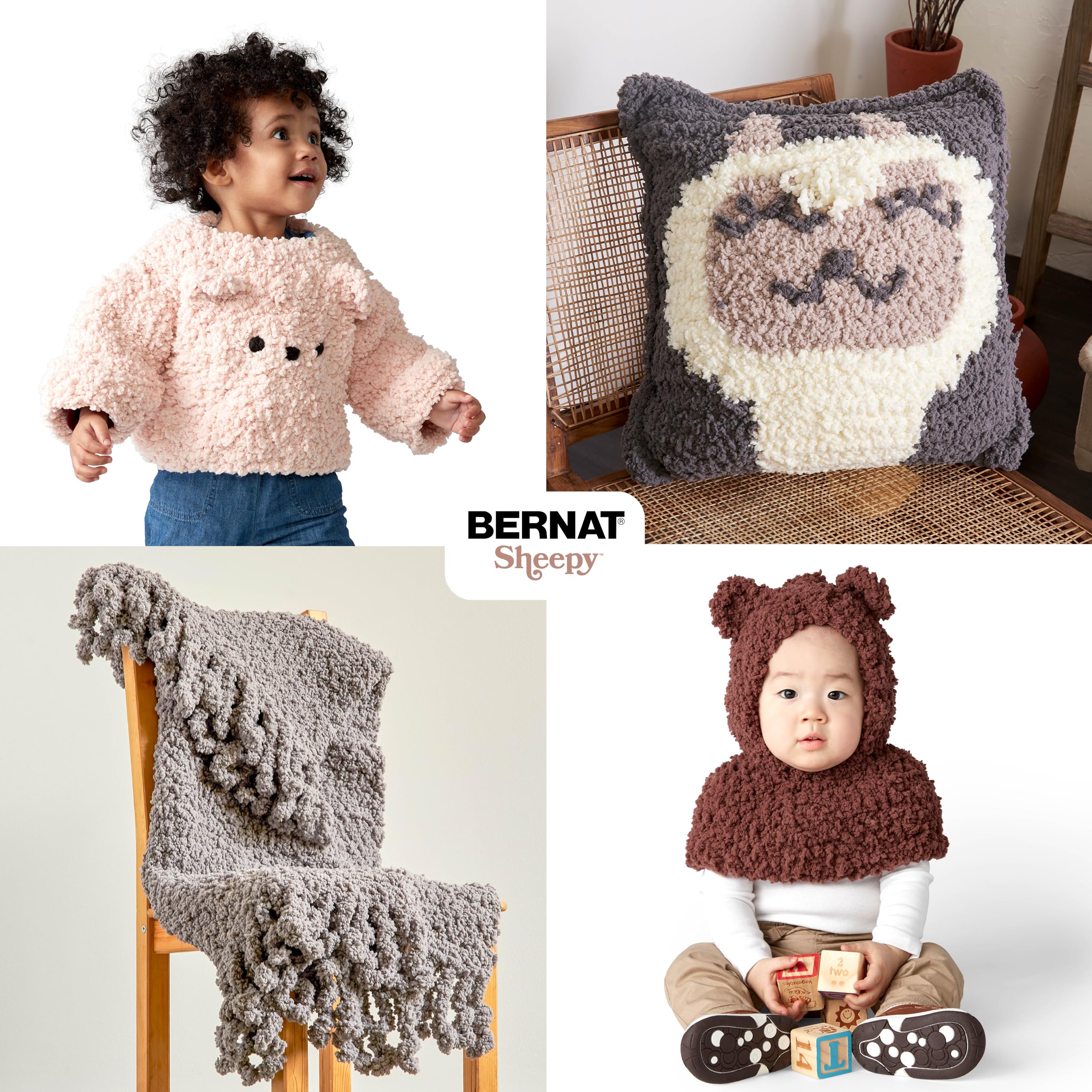 Bernat Sheepy Brown Bear Yarn - 2 Pack of 250g/8.8oz - Nylon - 6 Super Bulky - 149 Yards - Knitting, Crocheting & Crafts