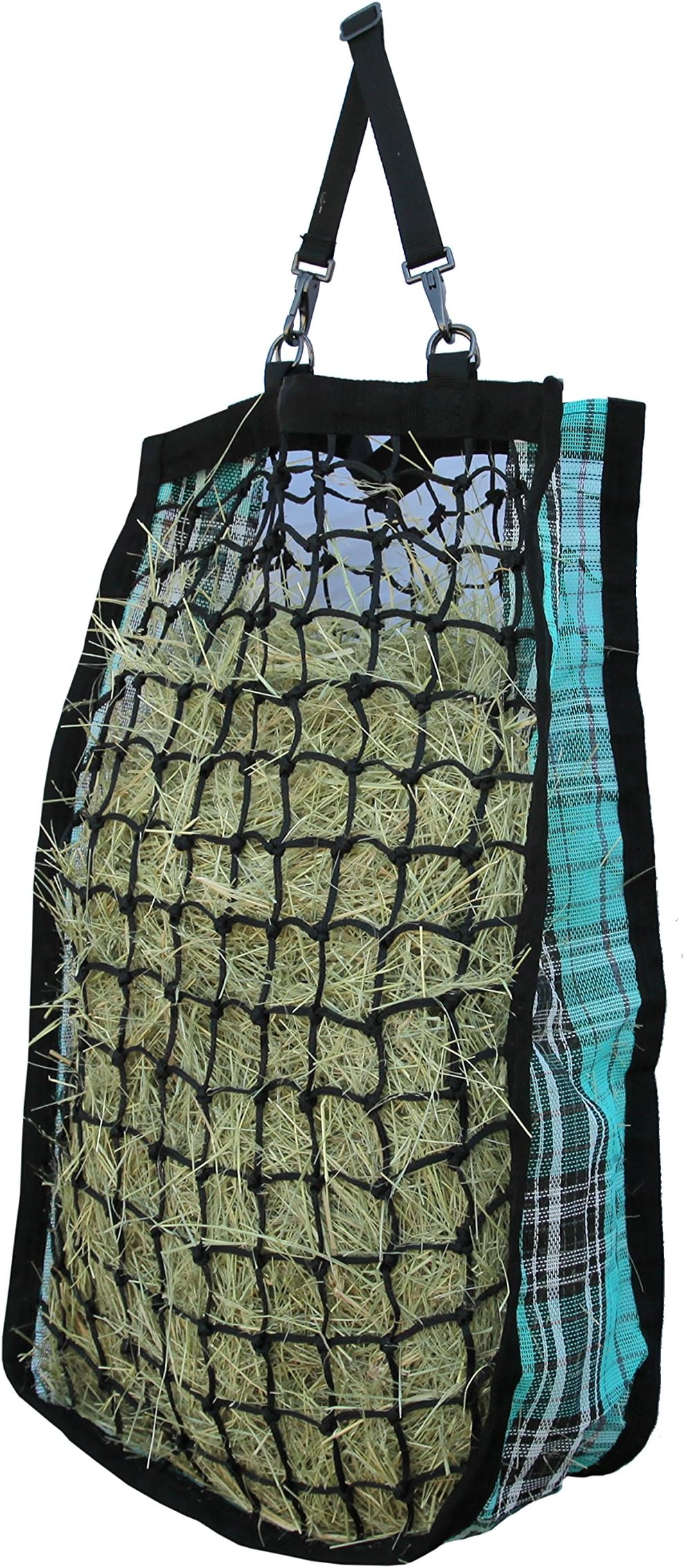 Kensington Slow Feed Hay Bag with Extra-Durable Nylon Straps Designed for Better Digestion, Colic-Free Feeding, 4 Flake, Black Ice