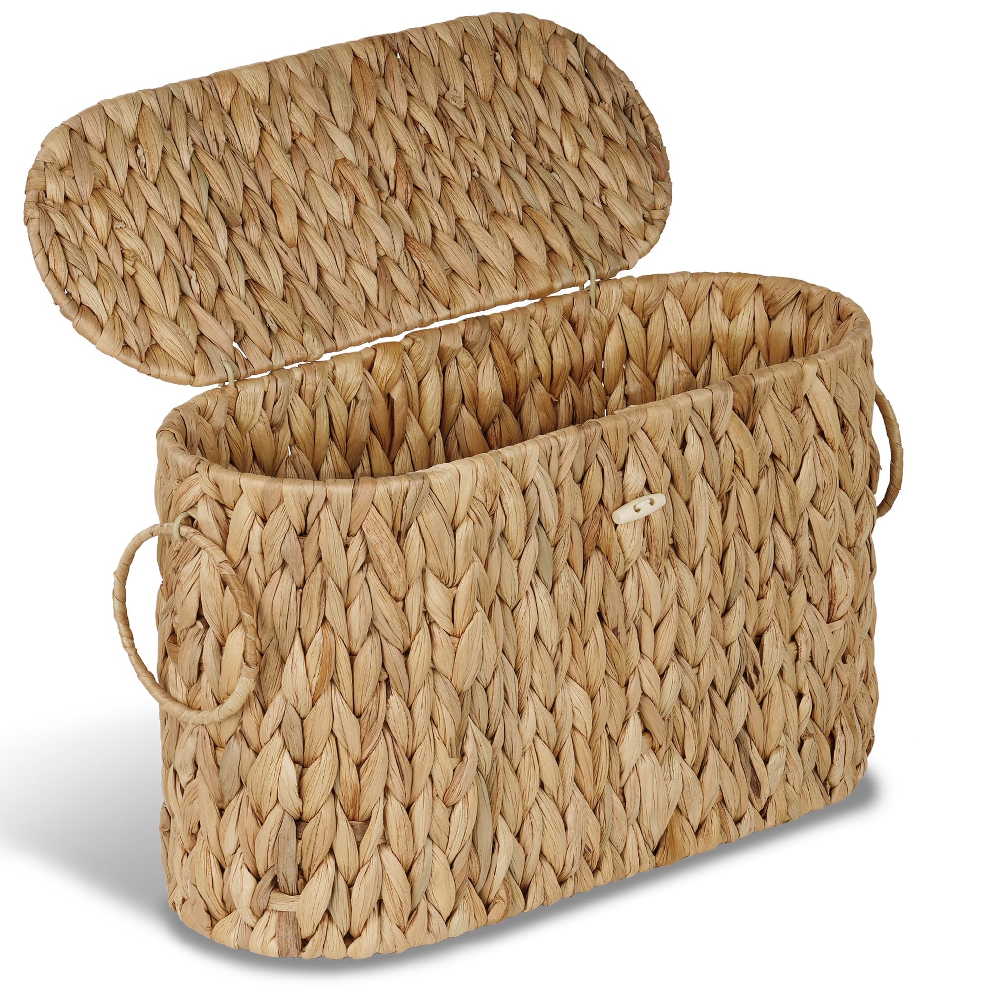 Photo 1 of efluky Toilet Paper Storage Basket, Water Hyacinth Slim Toilet Paper Holder with Lid- Holds Up to 9 Mega Rolls, Home Bathroom Decor Organizer