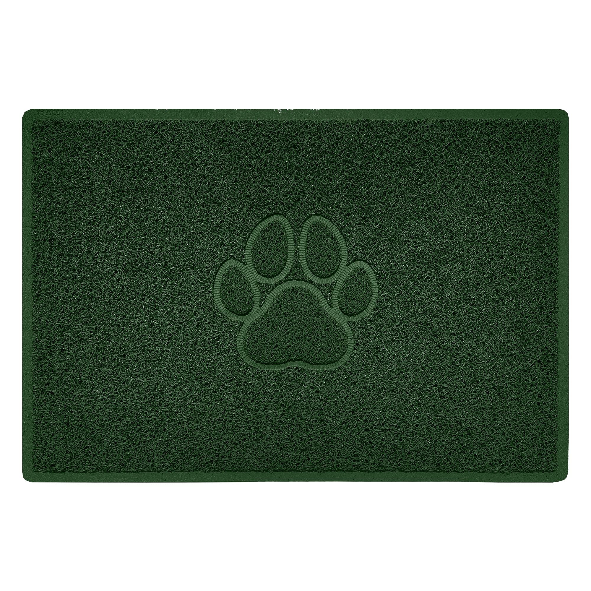 Nicoman PAW Shape Cat Litter Box Mat, Dog Food Feeding Tray Matt, Non-Slip, Easy Clean, Washable(90x60cm,Large),GREEN