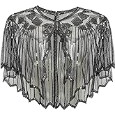 BABEYOND 1920s Shawl Wraps Sequin Beaded Evening Cape Bridal Shawl