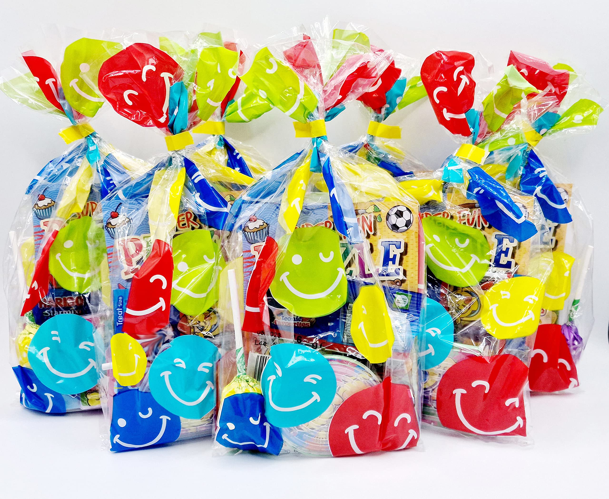 30 x Children's unisex Smiley Face Fun pre filled party bags with favours and sweets for boys and girls