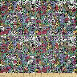 Ambesonne Hipster Fabric by The Yard, Music Themed