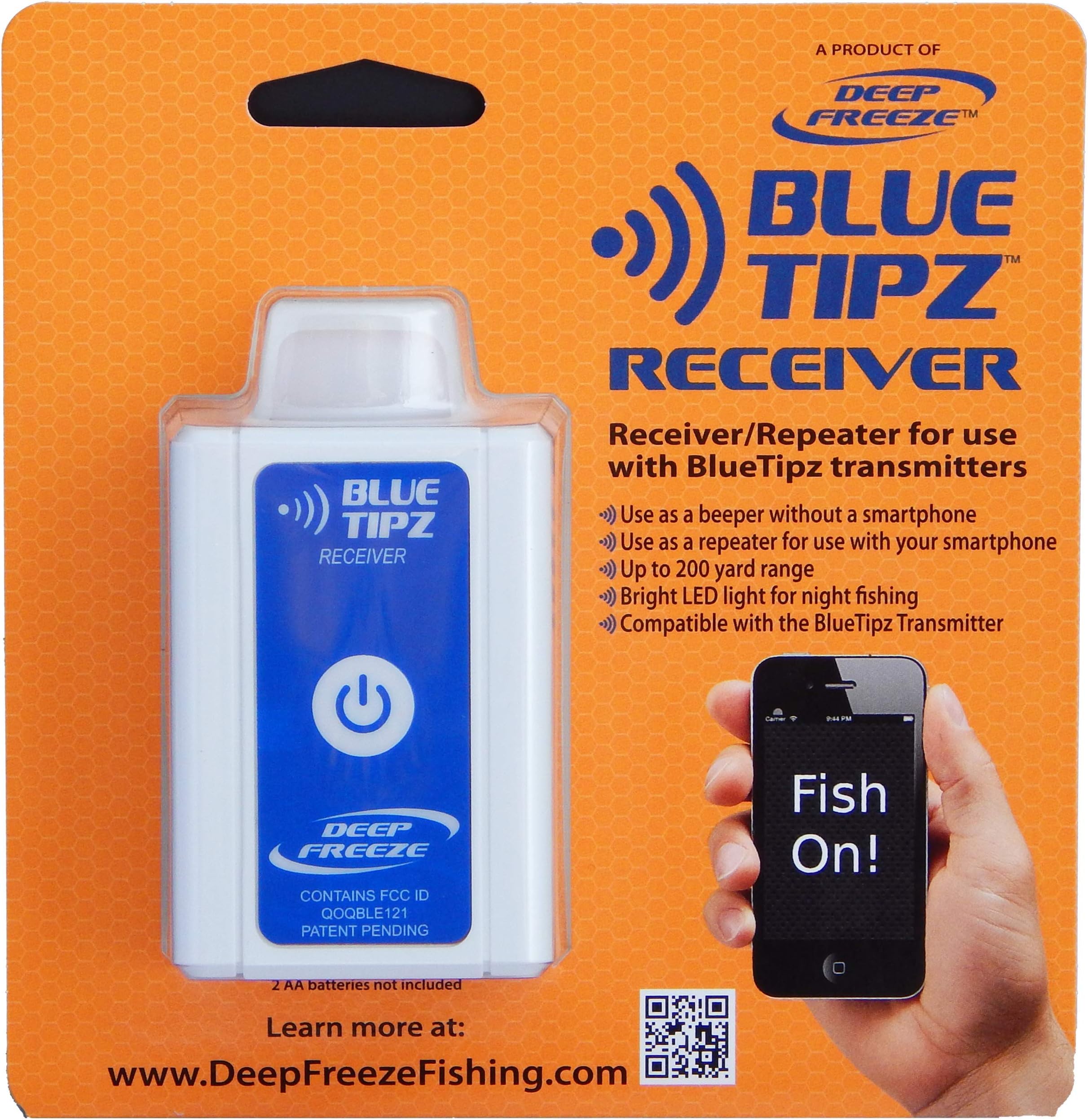 Deep Freeze Bluetipz Reciever/Booster Fishing BTR-01 Bluetipz Receiver, Acts As Beeper for Tip-Up Alerts from Bluetipz Transmitters