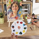 Halobios 12 Pcs Round Paint Palette 6.7" with 10 Wells & Mixing Area view 7