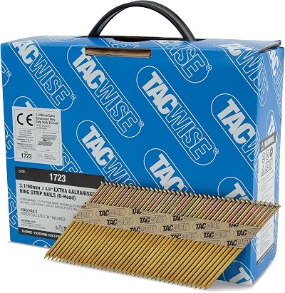 Tacwise 1723 3.1/90mm Extra Galvanised Framing Nails D Head Ring Shank 34°