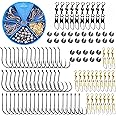 Fishing Hooks and Sinkers Assortment 110pcs Snap Swivels Octopus Circle Hooks Sinkers Bobbers Assortment Fishing Terminal Tackle Starter Kit