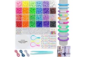 YMSDZHL 1000PCS Bracelet Making Kit, Friendship Jewelry Necklace Bracelet kit 24 Colors 9mm Pony Beads for Bracelet Making Beads, Letter Bead for Jewelry Making, DIY Crafts Gifts for Girls Adults