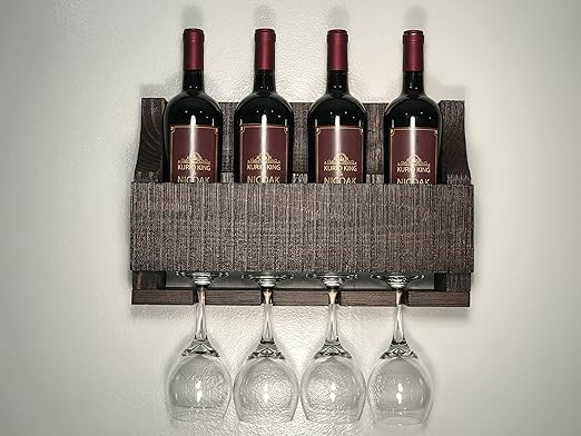 Amazon Com Empire Usa Barnwood Wall Mount Wine Rack Holds 4