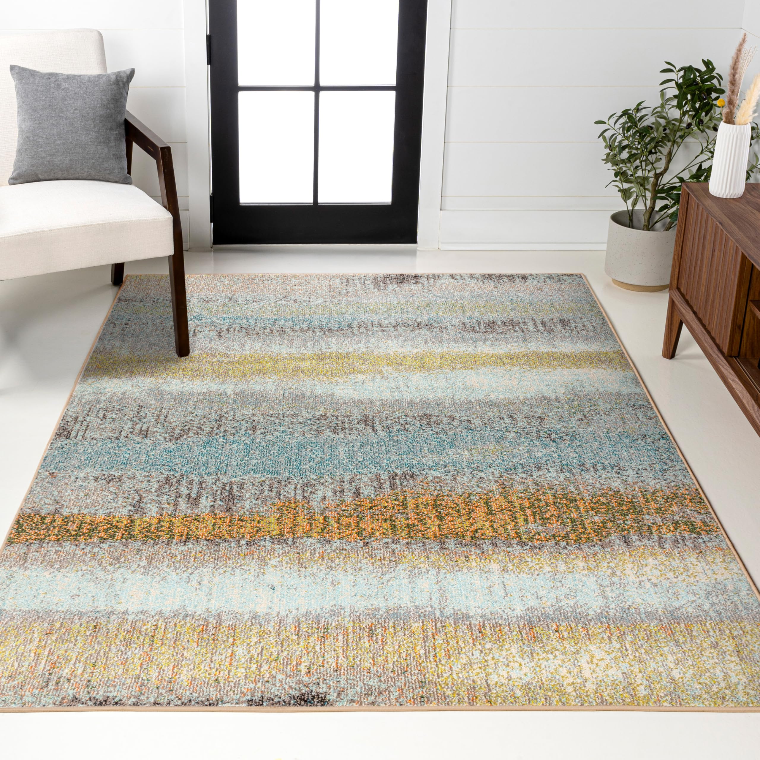 Photo 1 of JONATHAN Y Modern Abstract Vintage Cream/Yellow Indoor Area Rug, 8x10, Contemporary POP, Transitional, Easy-Cleaning for Living Room, Bedroom, Kitchen, Pet Friendly, Non-Shedding (CTP105A-8)