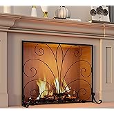 Fire Beauty Wrought Iron Single Panel Fireplace Screen Spark Guard for Home | Stable Dual Feet Structure, Fine Woven Mesh Blocks Sparks, Suitable for Families With Kids And Pets