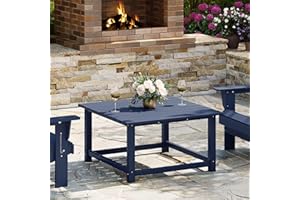 WestinTrends Malibu Low Outdoor HDPE Square Patio Coffee Table, Navy Blue