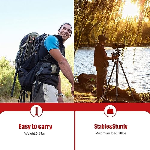 BONFOTO B168 70" Aluminum Tripod - Lightweight Travel Tripod With 360 Ball Head, Quick Release Plate