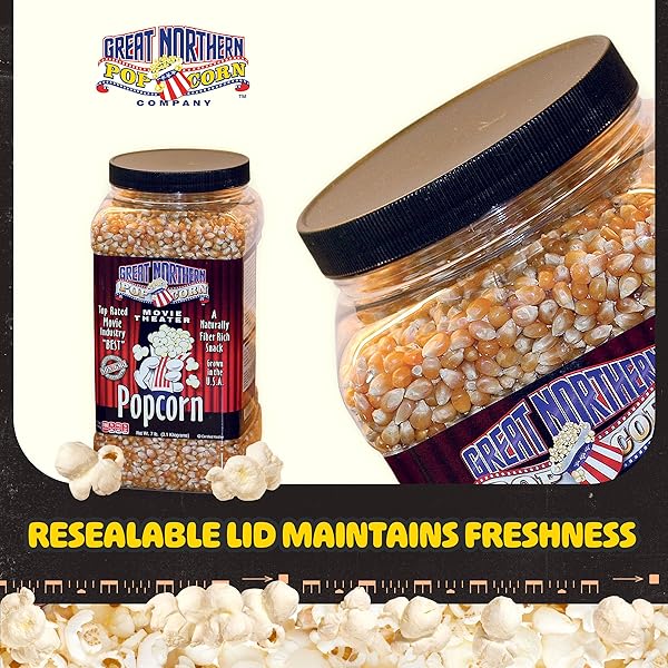 YELLOW POPCORN KERNELS BULK RESEALABLE 7LB JUG – NON-GMO PREMIUM GOURMET POPCORN KERNELS FOR POPPING IN MICROWAVE, STOVETOP, OR MACHINE BY GREAT NORTHERN POPCORN