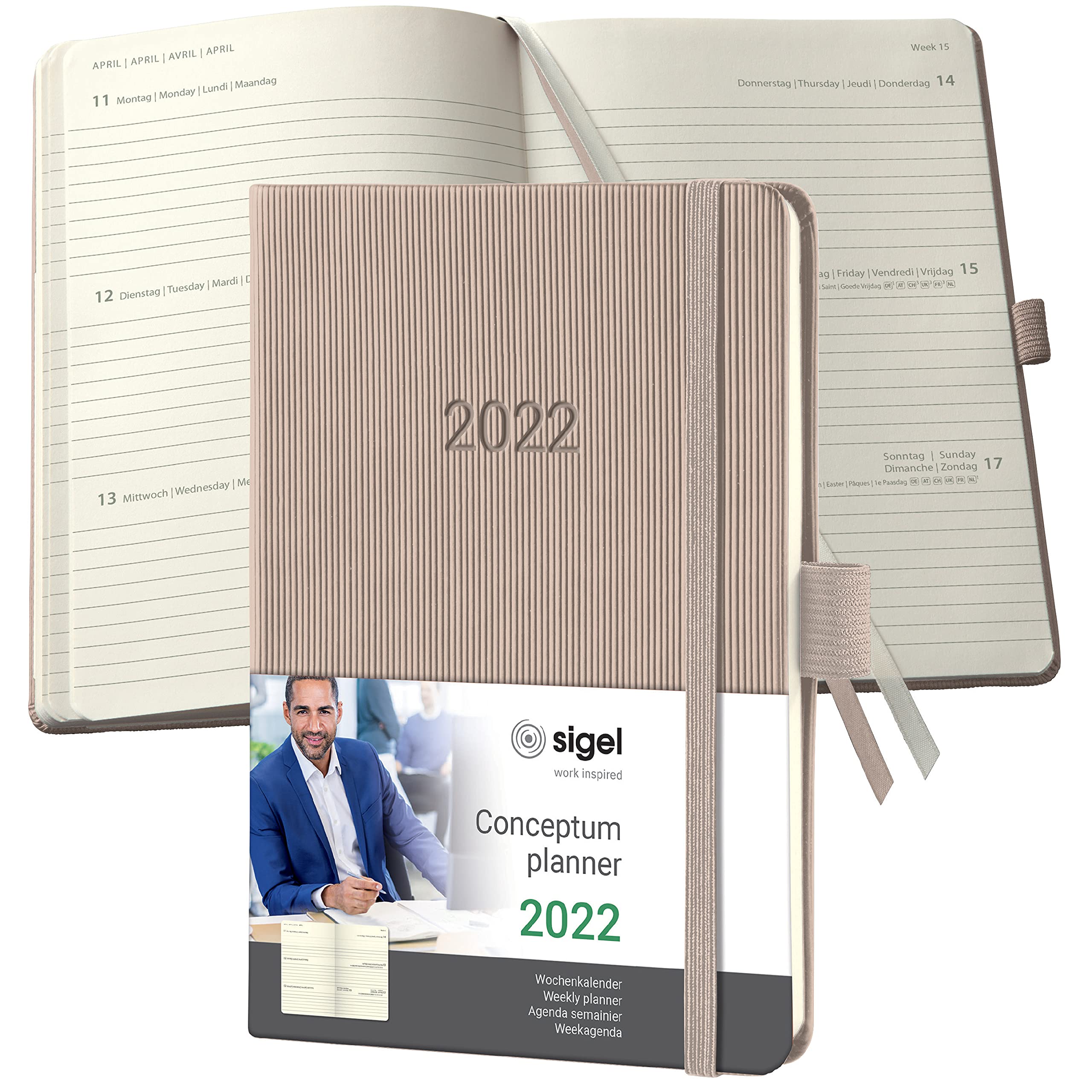 Sigel C2261 Conceptum Weekly Planner 2022-10,8 x 15,1 cm - hardcover - 176 Pages - Taupe