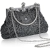 Amylove 1920s Accessories for Women Vintage Beaded Clutch Evening Bag Formal Rhinestone Flapper Purse for Wedding Party Gift