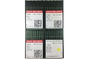 ZIPPERSTOP 40PCS GROZ-BECKERT SEWING MACHINE REGULAR POINT NEEDLE (JUKI DDL,BROTHER DB2, & MORE) 16X257 DBX1 SIZE#90/14,100/16,110/18,125/20 REGULAR POINT EACH PACK HAVE 10PCS NEEDLS.