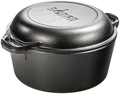 Patio, Lawn & Garden - Lodge 5 Quart Cast Iron Double Dutch Oven – Pre-Seasoned – Lid Converts to 10.25