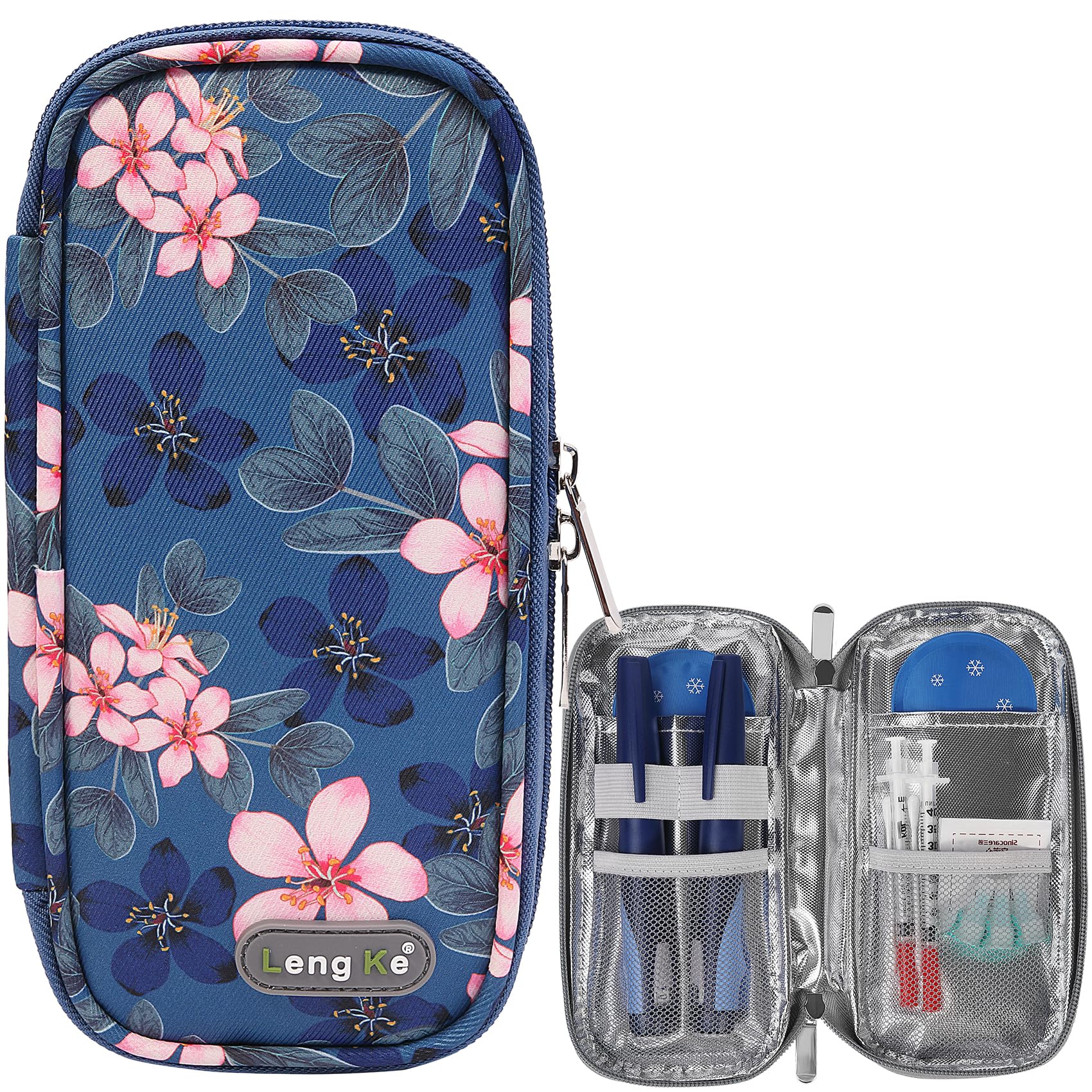 AYVANBER Insulin Cooler Travel Case Small Diabetic Medication Cooler Portable Cooling Bag with 2 Reusable Gel Ice Packs for Insulin Pens While Traveling and Other Diabetic Supplies (Magnolia)