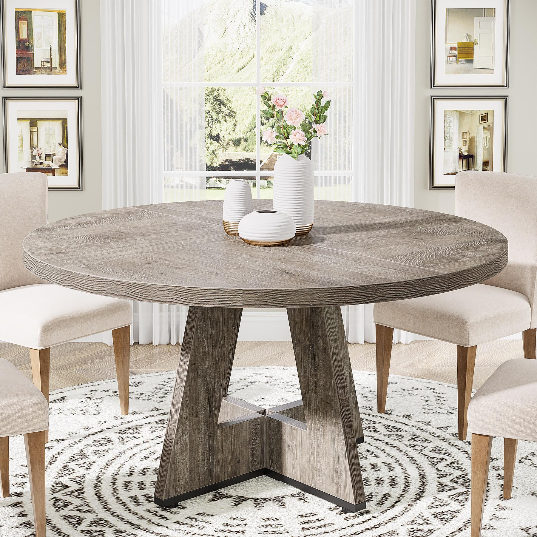 Tribesigns Round Dining Table Wood Kitchen Table