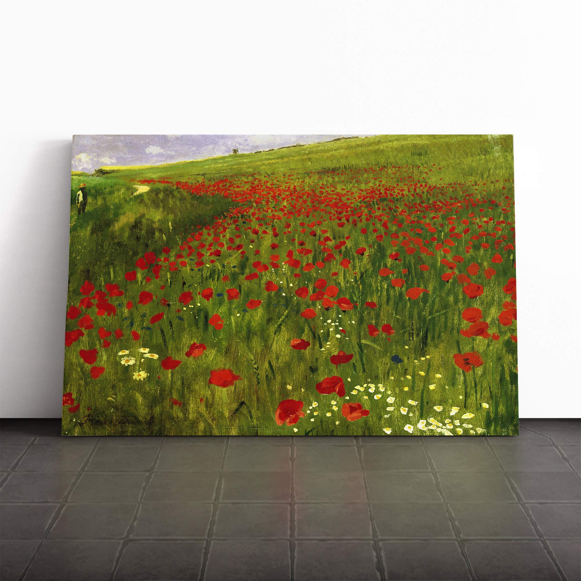 Pal Merse Meadow with Poppies Canvas Print | Gallery Wrapped 30mm Frame Wall Art | 20x14 inches | Ready to Hang | Modern Landscape Picture | Living Room Bedroom Lounge Office