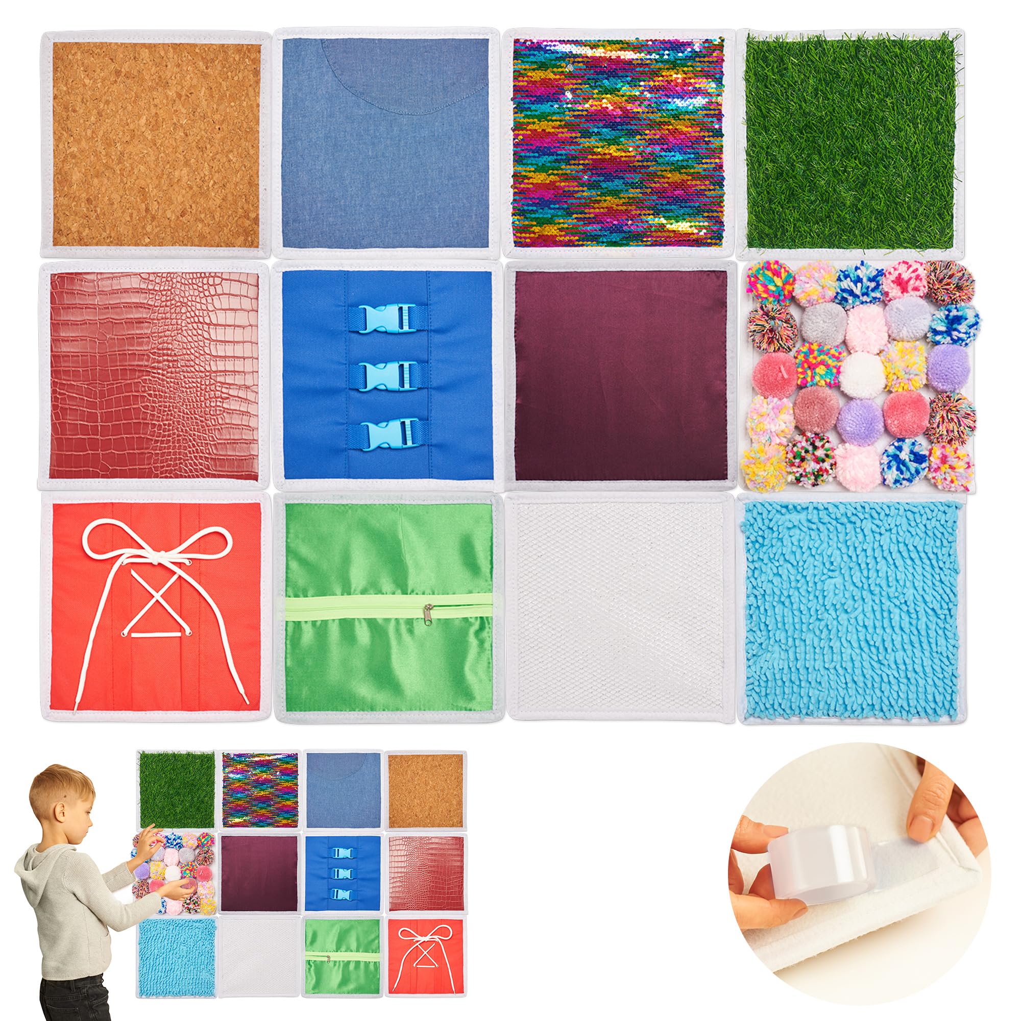 Sensory Wall Panels | Sensory Floor Tiles for Kids | Sensory Materials | Sensory Textures for Sensory Needs | Tactile Sensory Toys | Sensory Mats for Autistic Children | Sensory Square | 12pcs