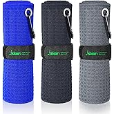 Jiskan Pro Golf Towel Microfiber Golf Towel for Golf Bags (16" X 16") with Hook, Loop Fastener and Gift Box, Essentials Golf Accessories for Men, Golf Gifts for Men/Women