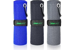 Jiskan Pro Golf Towel Microfiber Golf Towel for Golf Bags (16" X 16") with Hook, Loop Fastener and Gift Box, Essentials Golf Accessories for Men, Golf Gifts for Men/Women