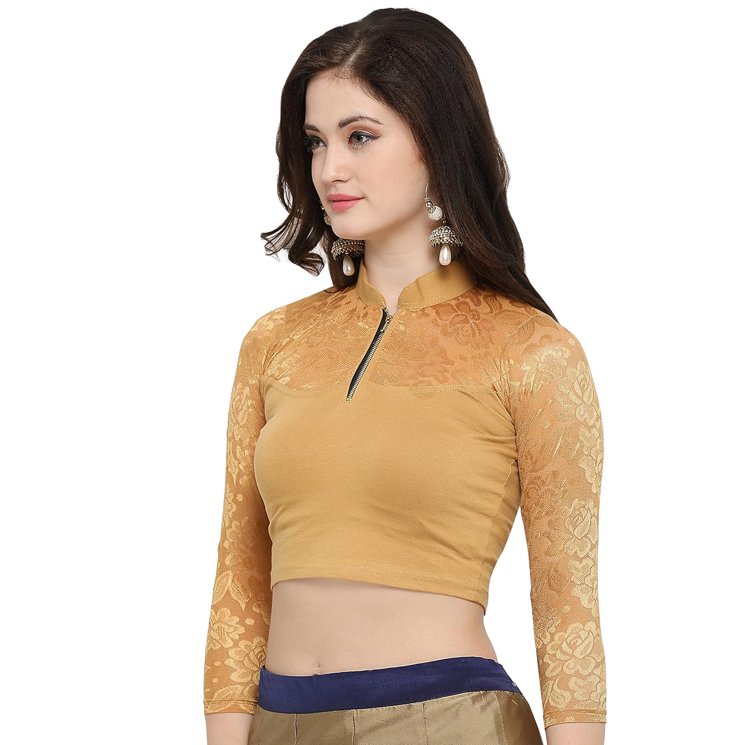 janasya women's cotton lycra stretchable readymade blouse