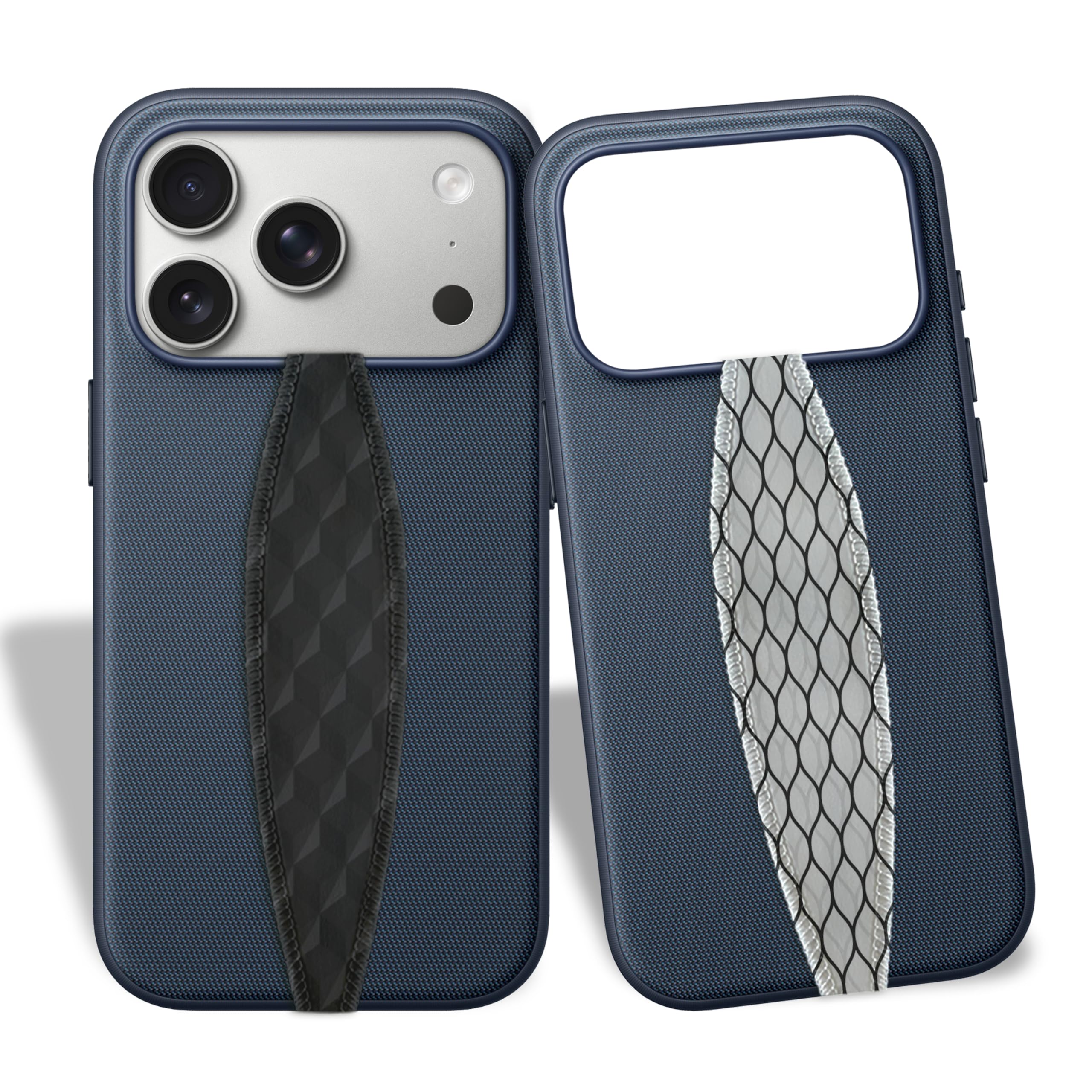 Switchbands Universal Phone Grip Strap – Pack of 2, Customizable Phone Holder for Hand, Wireless Charging Safe Phone Handle Grip, Phone Strap for iPhone, Samsung & Android Cases - Carbonite Weave