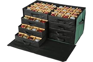 Masnest Christmas Ornament Storage Box - 8 Separate Trays, Stores 128 Ornaments - Non-Woven Fabric Christmas Ornament Storage Containers - 3 Inch Ornaments Organizer Compartments - Green