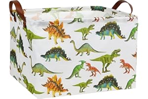 HIYAGON Rectangular Dinosaur Basket Baby Kids Storage Basket for Boys Cute Toy Box Bin Organizer Book Shelf Dinosaur Room Decor(Toy Dinosaur)