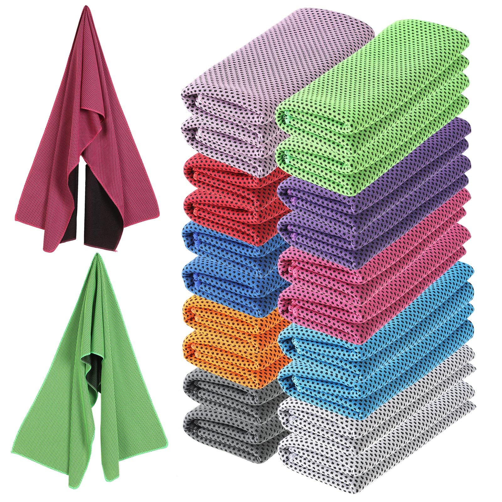 Photo 1 of Hosuly 20 Pcs Cooling Towel 47 x 12 Inch Ice Towel for Neck, Microfiber Cool Towel, Breathable Soft Chilly Towel for Yoga, Sports, Gym, Camping, Golf, Running, Fitness, Workout(Multicolor, 20 Pcs)