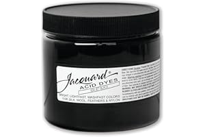 Jacquard Acid Dye - Jet Black - 8 Oz Net Wt - Acid Dye for Wool - Silk - Feathers - and Nylons - Brilliant Colorfast and Highly Concentrated