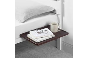 SunnyPoint Bedside Shelf, Office Divider Shelf; Clamp on Shelf for Bunk Bed, Lofts & Bed Frame. (L -17" X 11.6" X 2.3", Dark Oak)