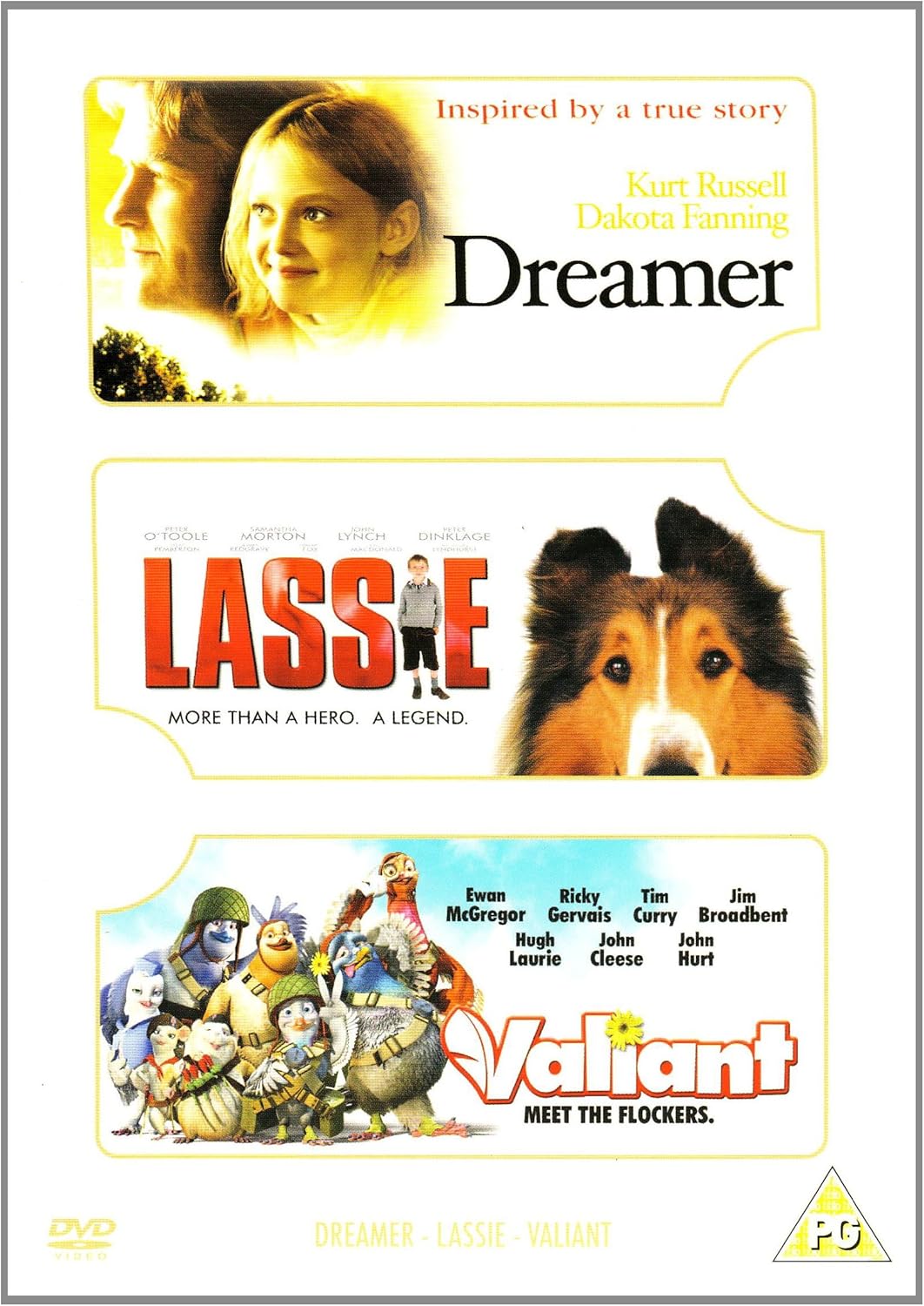 Dreamer Lassie Valiant Dvd Amazon Co Uk Kurt Russell Dakota Fanning Kris Kristofferson Elisabeth Shue David Morse Freddy Rodriguez Luis Guzman Oded Fehr Ken Howard Holmes Osborne Peter Dinklage Ken Drury Gregor Fisher Edward Fox Thomas