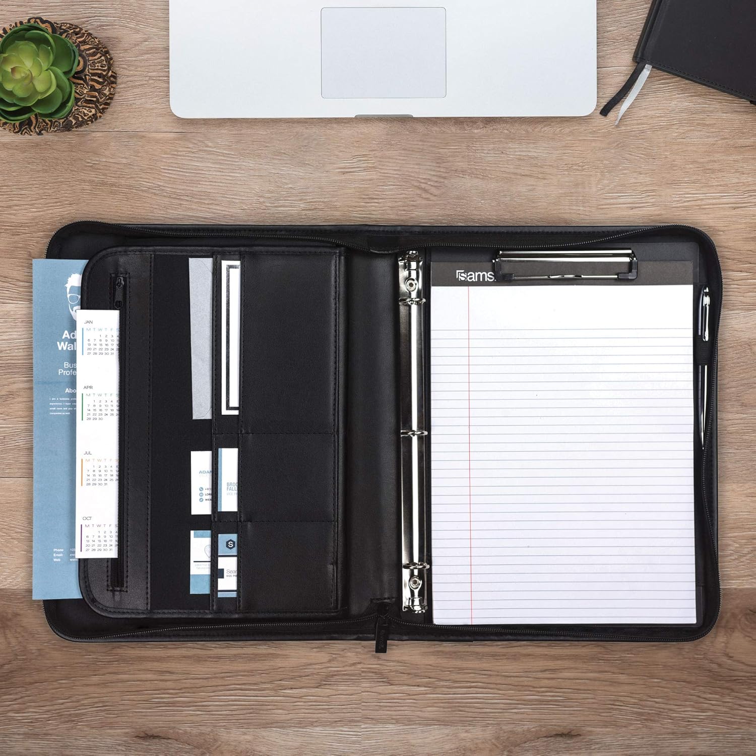 Samsill 70829 Professional Padfolio Bundle, Includes Removable Clipboard.5” Round Ring Binder with Secure Zippered Closure, 10.1 Inch Tablet Sleeve, Black: Office Products