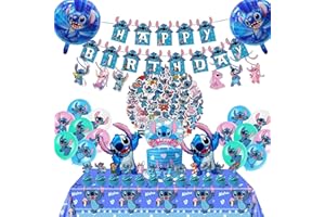 MUOUR Party Supplies, 103 PCS Anime Birthday Decorations, A Happy Birthday Banner, 20 Balloons, 24 Cupcake Toppers, A Cake Topper, A Tablecloth, 50 Stickers, 6 Hanging Swirls (Color-A)