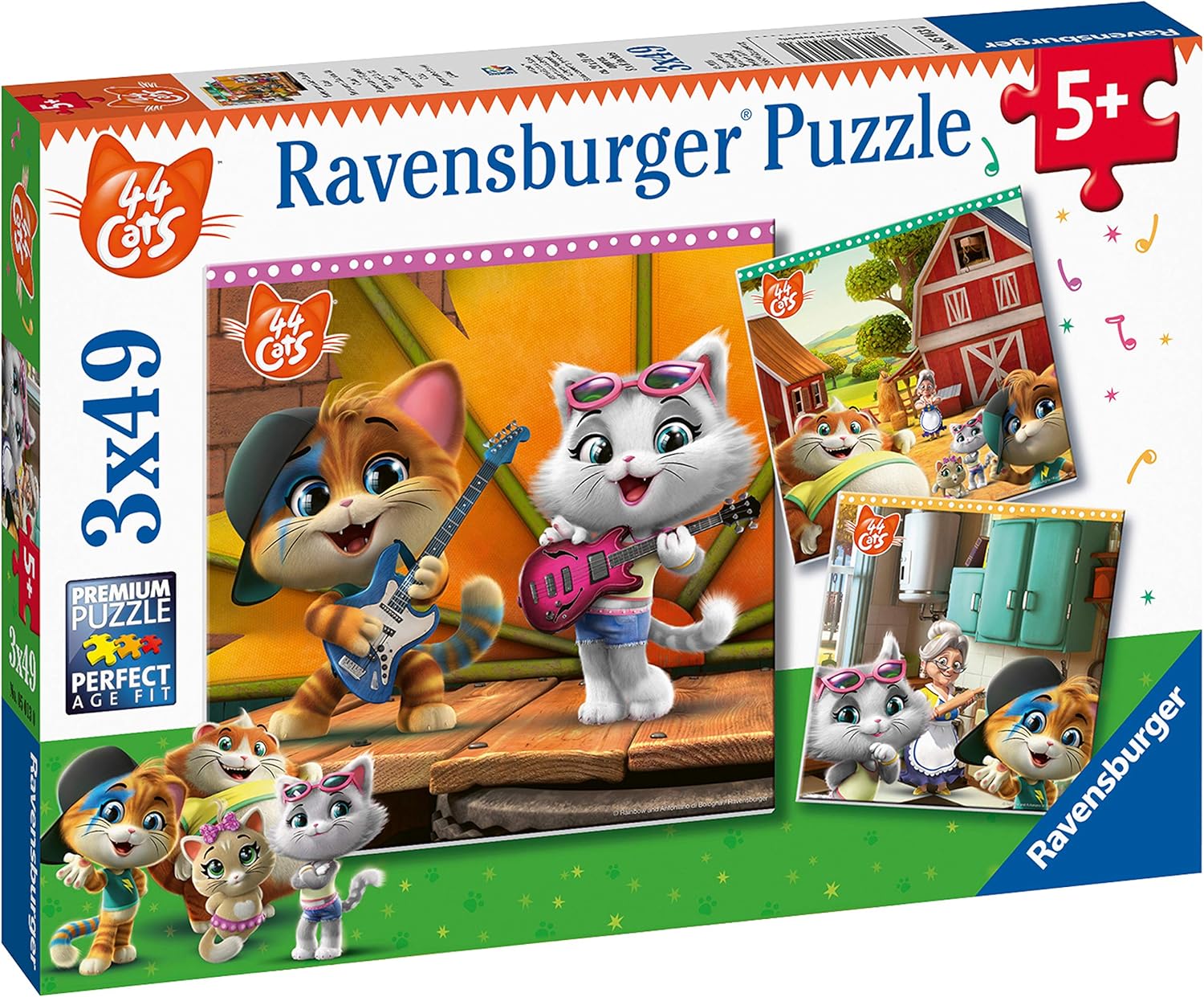 Ravensburger 44 Cats 3 x 49 piece Jigsaw Puzzles for Kids age 5 years