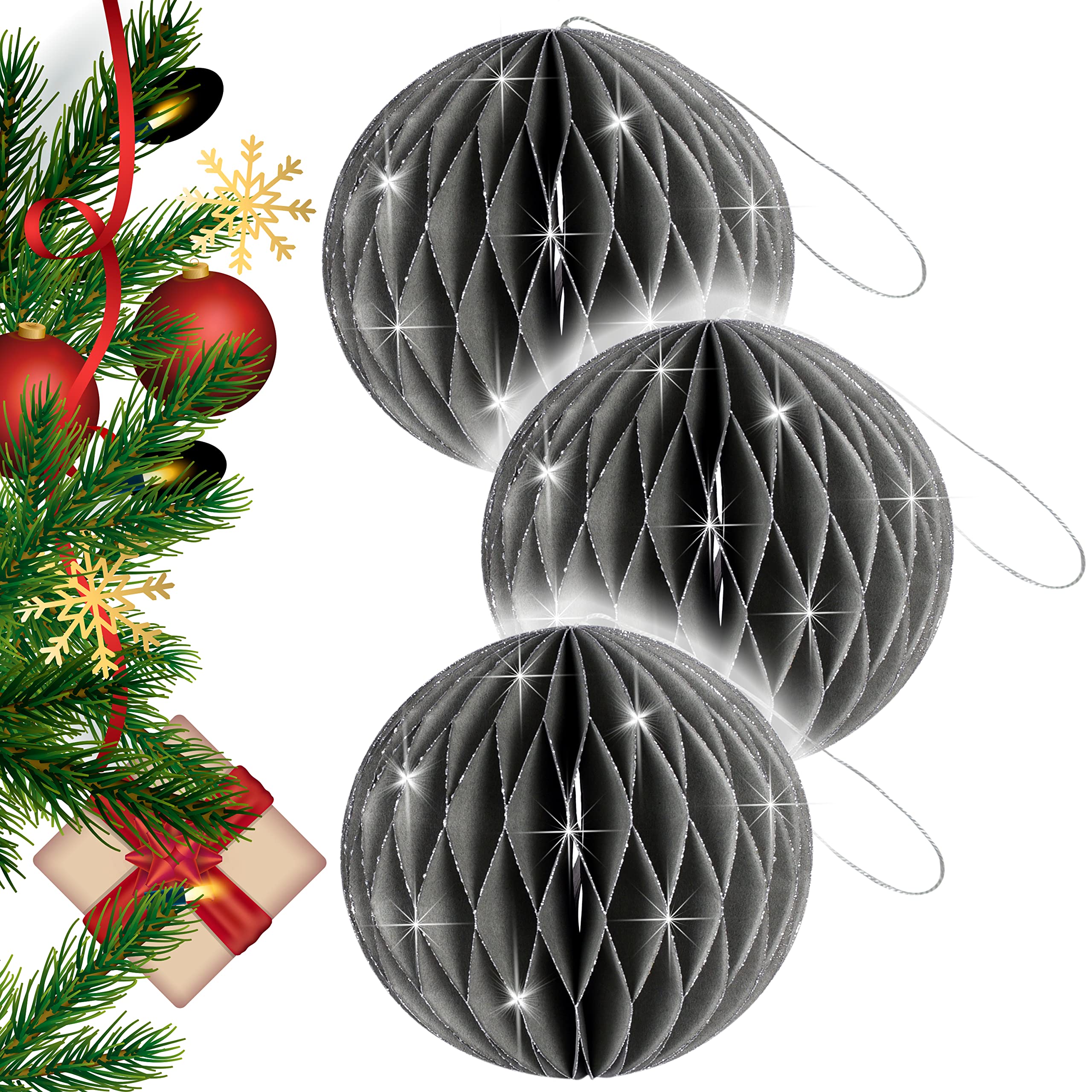 Christmas jewellery decoration (ball set of 3, grey)
