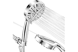 JiaSifu 10-Mode Handheld Shower Head Set, High Pressure Shower Head with 59” Stainless Steel Hose and Adjustable Brass Bracket, All Chrome Finish（Model: US-14591-X3）