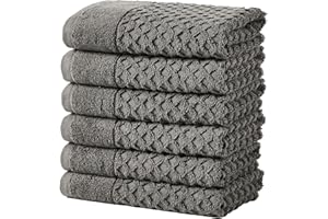 Great Bay Home Hand Towels - 100% Cotton 6 Pack 26x16 Hand Towel Set - Absorbent, Durable, Quick-Dry Towels for Bathroom (Dark Grey)