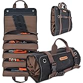 WELKINLAND Heavy-Duty Waxed Canvas Tool roll, 15-Pockets Tool Wrap Roll, 15L Tool Up Roll Bags, Tool Bag Roll, Tool roll organizer, Roll up tool bag organizer