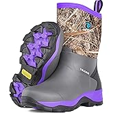 Trudave Rubber Rain Boots for Women, Neoprene Insulated Mud Work Boots, Anti-slip Breathable Mid-calf Womens Waterproof Boots for Garden, Water Fishing, Size 6-11