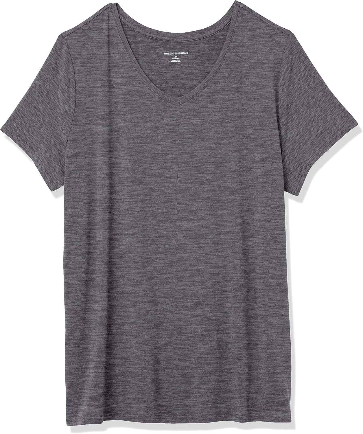  Essentials Women's Plus Size Tech Stretch Short Sleeve V-Neck T-Shirt: Clothing
