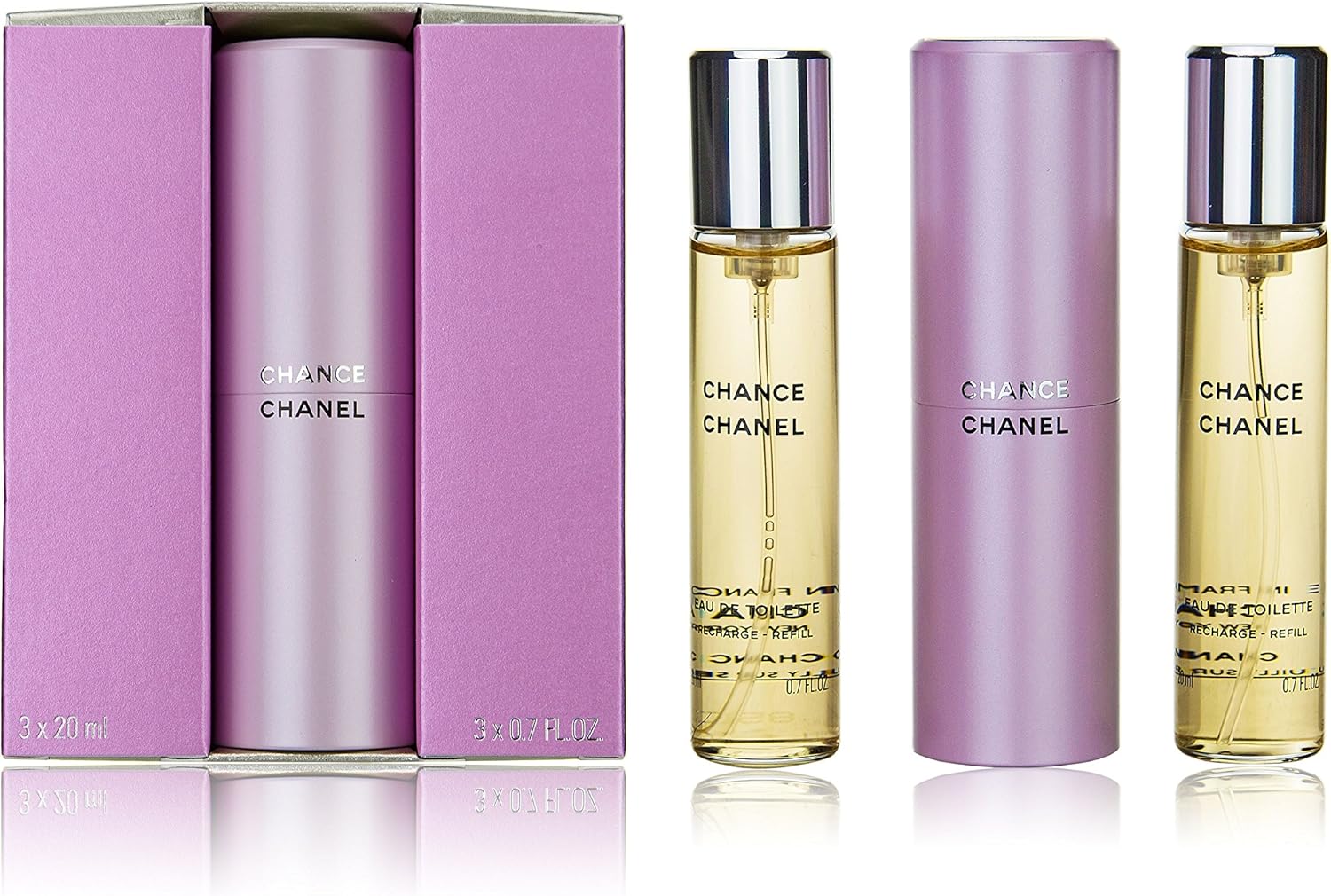 Chanel Chance Twist y Spray 60 ml 3 x 20 ml Eau de Toilette y bolso de mano spray
